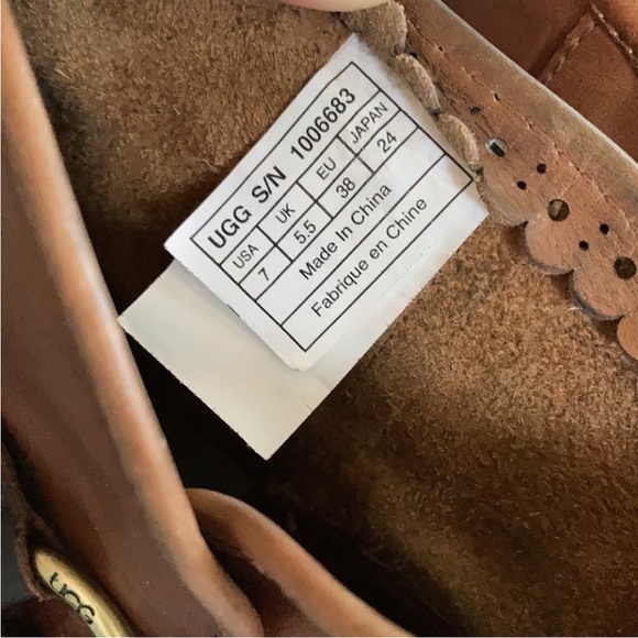 UGG moto boots women’s sz 7 cognac riding boots wool insole style excellent cond - Picture 3 of 9